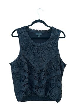 Calligraphie Black Lace Overlay Top Boho Romantic L Coquette Dark Academia